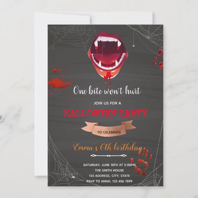Invitation Anniversaire de Vampire à l'invitation d'une fête  (Devant)