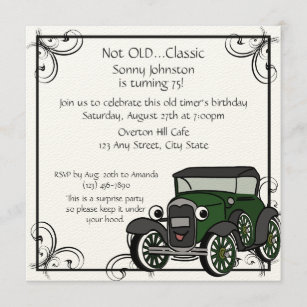 Cru Voiture Anniversaire Invitations Faire Part Cartes Zazzle