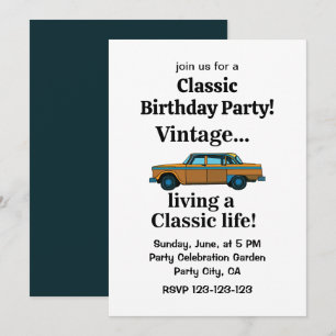 Invitation Anniversaire de Voiture Classique Vintage