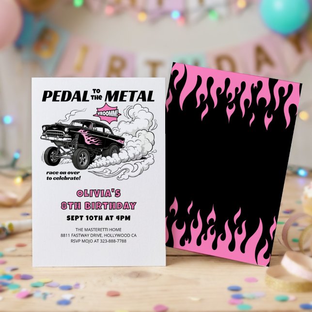 Invitation Anniversaire de voiture de course Hot Rod Gasser C (Créateur téléchargé)