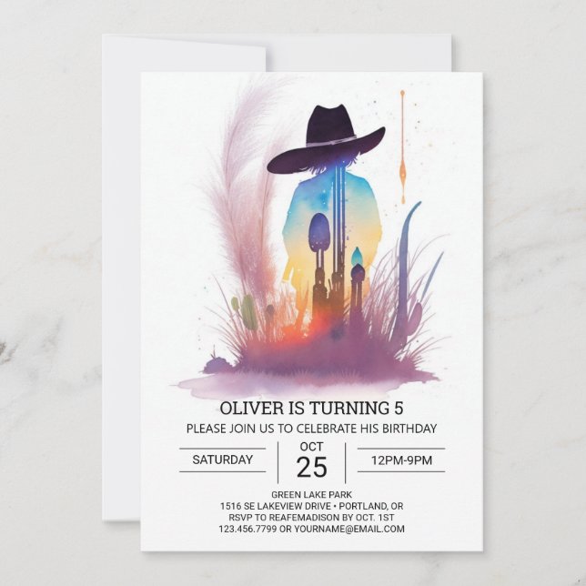 Invitation Anniversaire de Western Rodeo Cowboy (Devant)