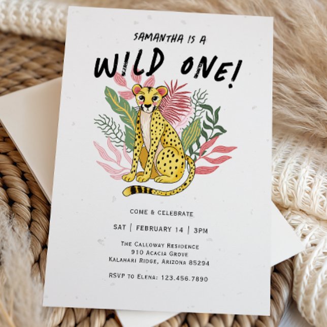 Invitation Anniversaire de Wild One Cheetah Enfants (Créateur téléchargé)