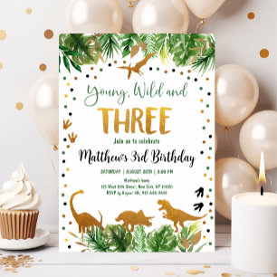 Invitation Anniversaire de Young Wild et Three Dinosaur