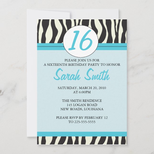 Invitation Anniversaire de Zebra (Devant)