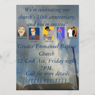 Invitation Anniversaire d'église dixième