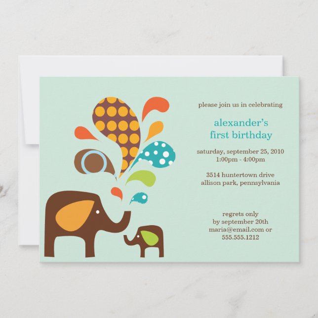 Invitation anniversaire d'elefun (Devant)