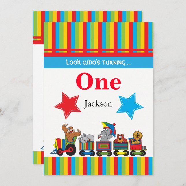 Invitation Anniversaire d'enfants d'amusement de cirque 00th (Devant / Derrière)