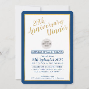 Invitation ANNIVERSAIRE D'ENTREPRISE DÎNER or de marine moder