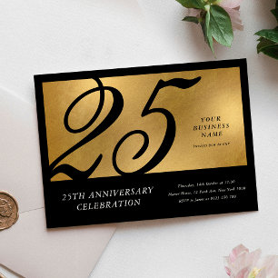 Invitation Anniversaire d'entreprise Noir et Or Chic