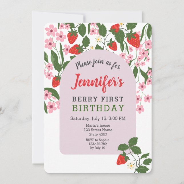 Invitation Anniversaire des 1 an de Fraise  (Devant)