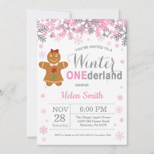 Invitation Anniversaire des 1 an de la fille de l'hiver Onede