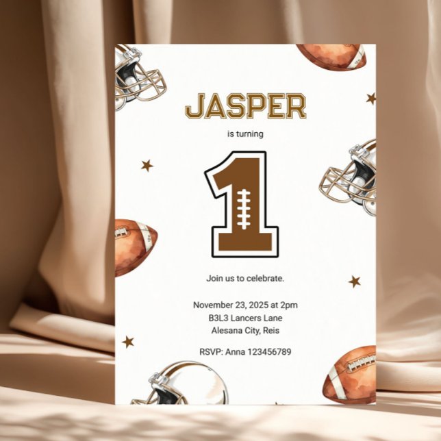 Invitation Anniversaire des 1 an de Modern Football (First Year Down Football | 1st Birthday Party Invitation)