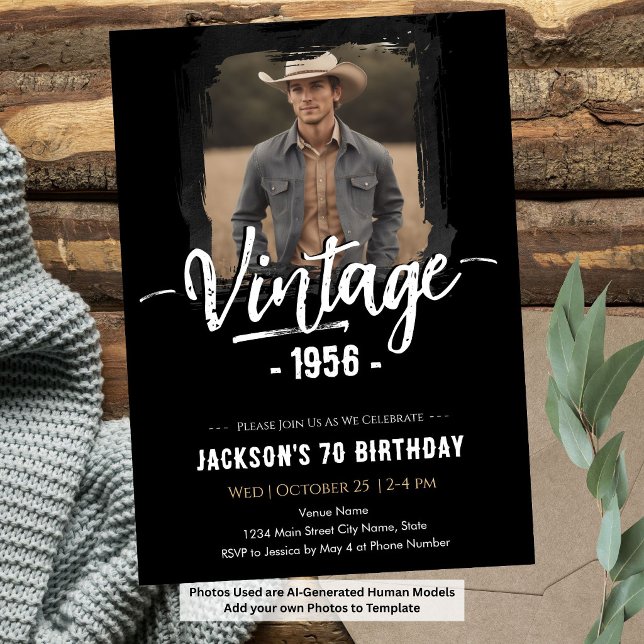 Invitation Anniversaire des 70 ans Vintage (Créateur téléchargé)