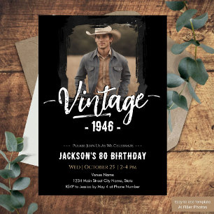 Invitation Anniversaire des 80 ans de style vintage