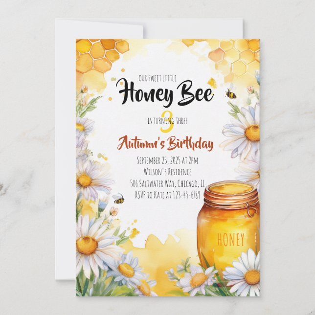 Invitation Anniversaire des abeilles de miel (Devant)