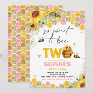 Invitation Anniversaire des abeilles Sunflower Honey Bee Birt
