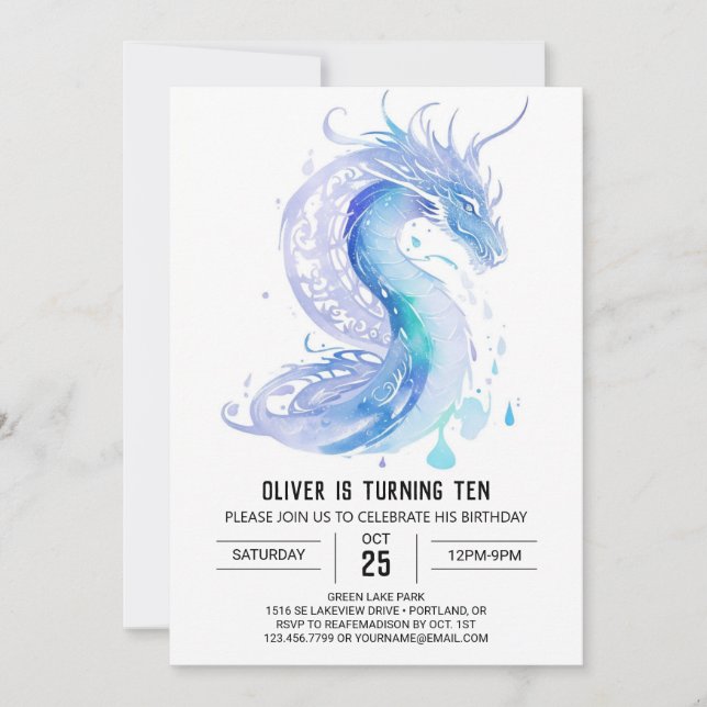 Invitation Anniversaire des ailes enchanteresses du dragon (Devant)