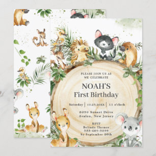 Invitation Anniversaire des animaux australiens en tranches d