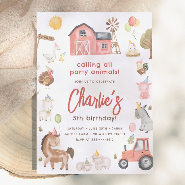 Invitation Anniversaire des Animaux de la Ferme (Créateur téléchargé)