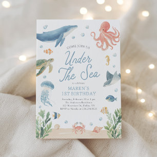 Invitation Anniversaire des animaux de l'océan sous la mer