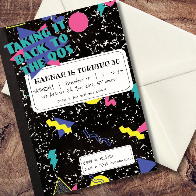 Invitation Anniversaire des années 90, Carnet composite rétro (Taking it Back to the 90s, Birthday Invitation)