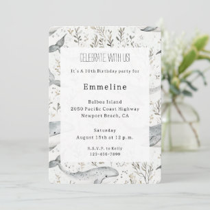 Invitation Anniversaire des baleines gris d'océan