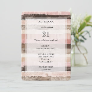 Invitation Anniversaire des Brown rayures roses occidentales