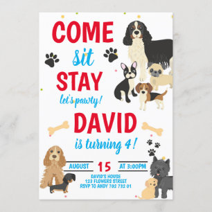 Invitation Anniversaire des chiens Pawty Boys Anniversaire
