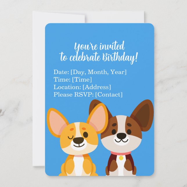 Invitation Anniversaire des Corgi Kids (Dos)