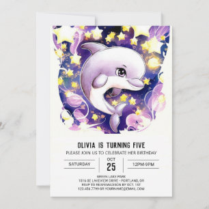 Invitation Anniversaire des dauphins magiques des enfants nau