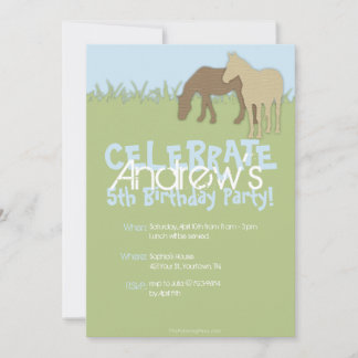 Invitation Anniversaire des deux chevaux Brown