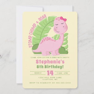 Invitation Anniversaire des dinosaures roses