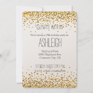 Invitation Anniversaire des Dots Gold Glam Confetti