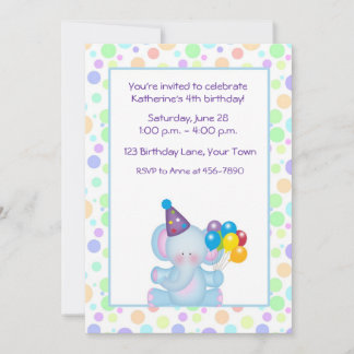 Invitation Anniversaire des éléphants et des ballons