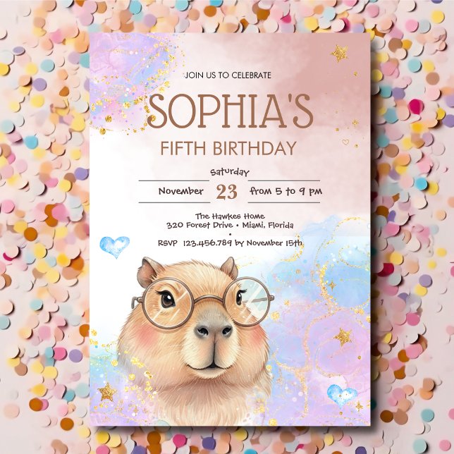 Invitation Anniversaire des enfants capybaras (Créateur téléchargé)
