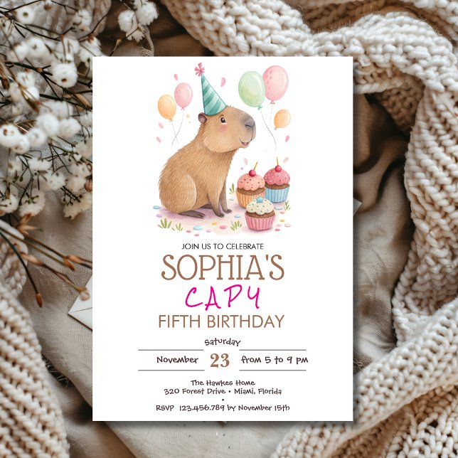 Invitation Anniversaire des enfants capybaras (Créateur téléchargé)