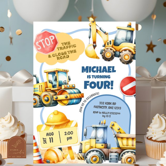 Invitation Anniversaire des enfants de construction  (Créateur téléchargé)