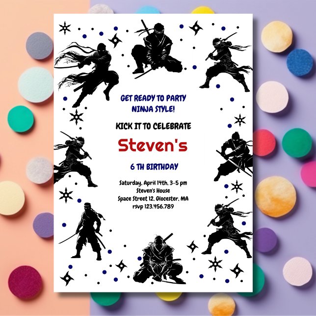 Invitation Anniversaire des enfants de style ninja (Créateur téléchargé)