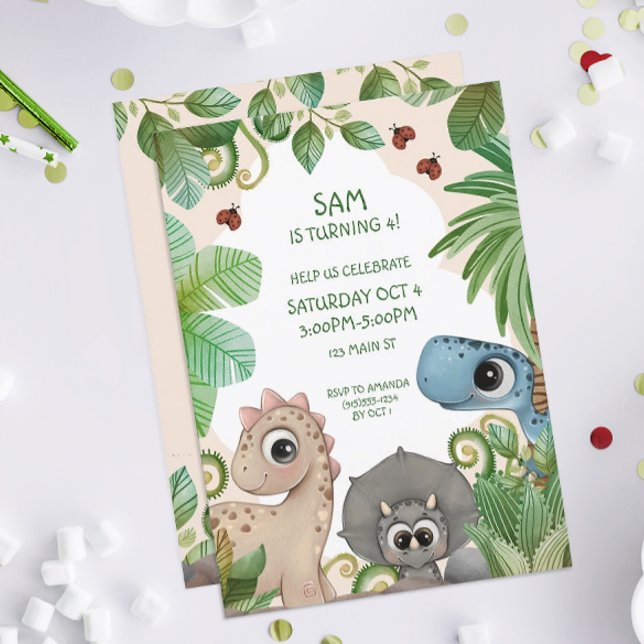 Invitation Anniversaire des enfants dinosaures Dino (Dinosaur Birthday Party Invitations)