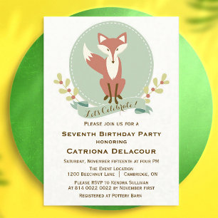 Invitation Anniversaire des enfants Fox Floral Autumn