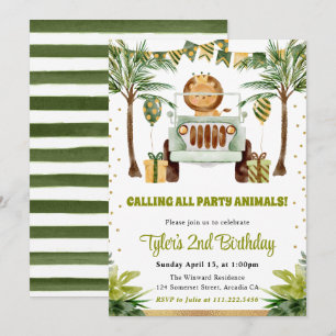 Invitation Anniversaire des enfants Lion de la jungle aquarel