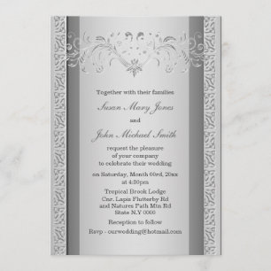 Invitation Anniversaire des fiançailles gris d'argent