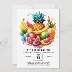Invitation Anniversaire des fruits numériques pour enfants d'