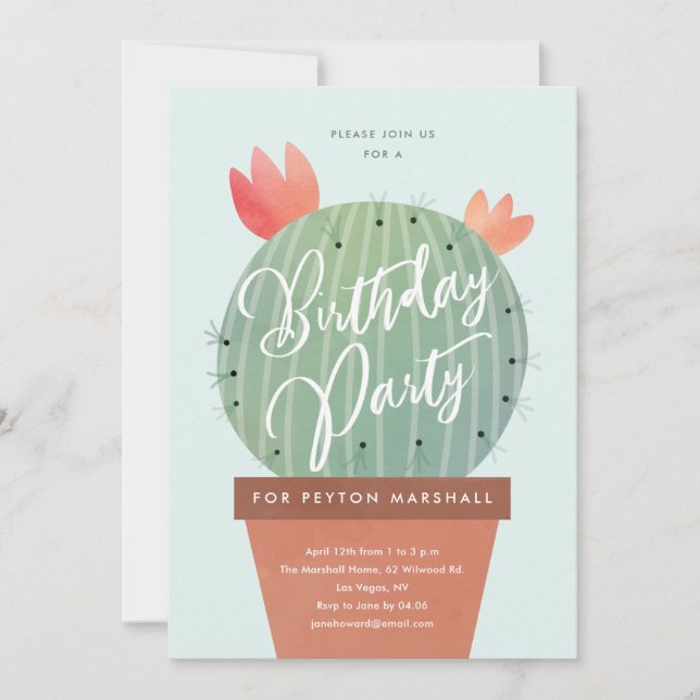 Invitation Anniversaire des Modern Cactus Kids (Devant)
