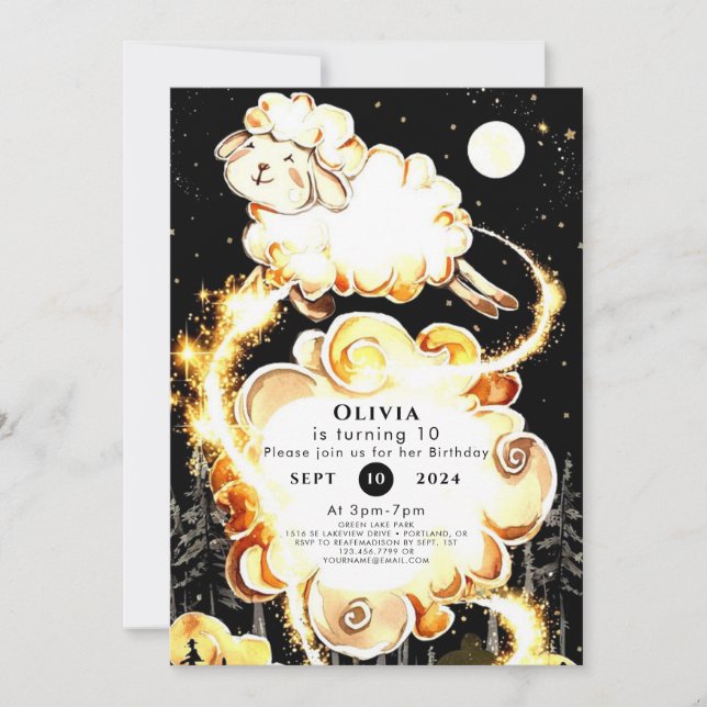 Invitation Anniversaire des moutons de ferme de charme (Devant)