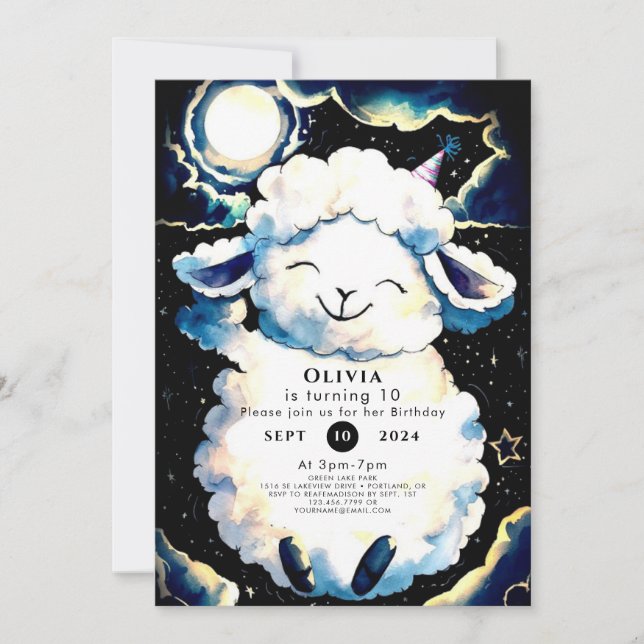 Invitation Anniversaire des moutons de saumons de saumons de  (Devant)
