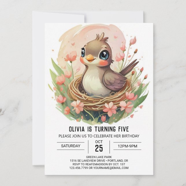 Invitation Anniversaire des oiseaux de Colibri (Devant)