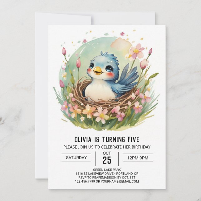 Invitation Anniversaire des oiseaux de Colibri (Devant)