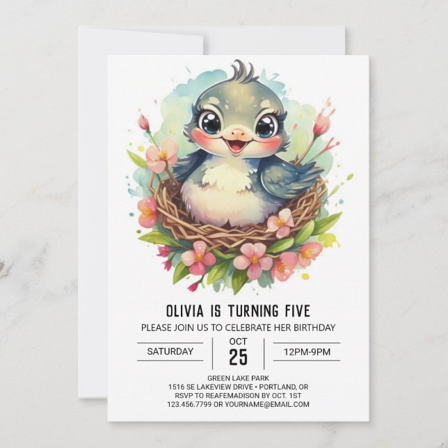 Invitation Anniversaire des oiseaux de Colibri dans les bois (Devant)