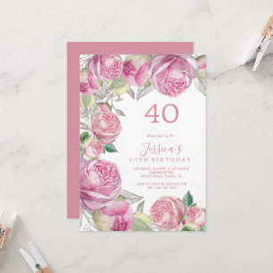 Invitation Anniversaire des Roses romantiques vintages